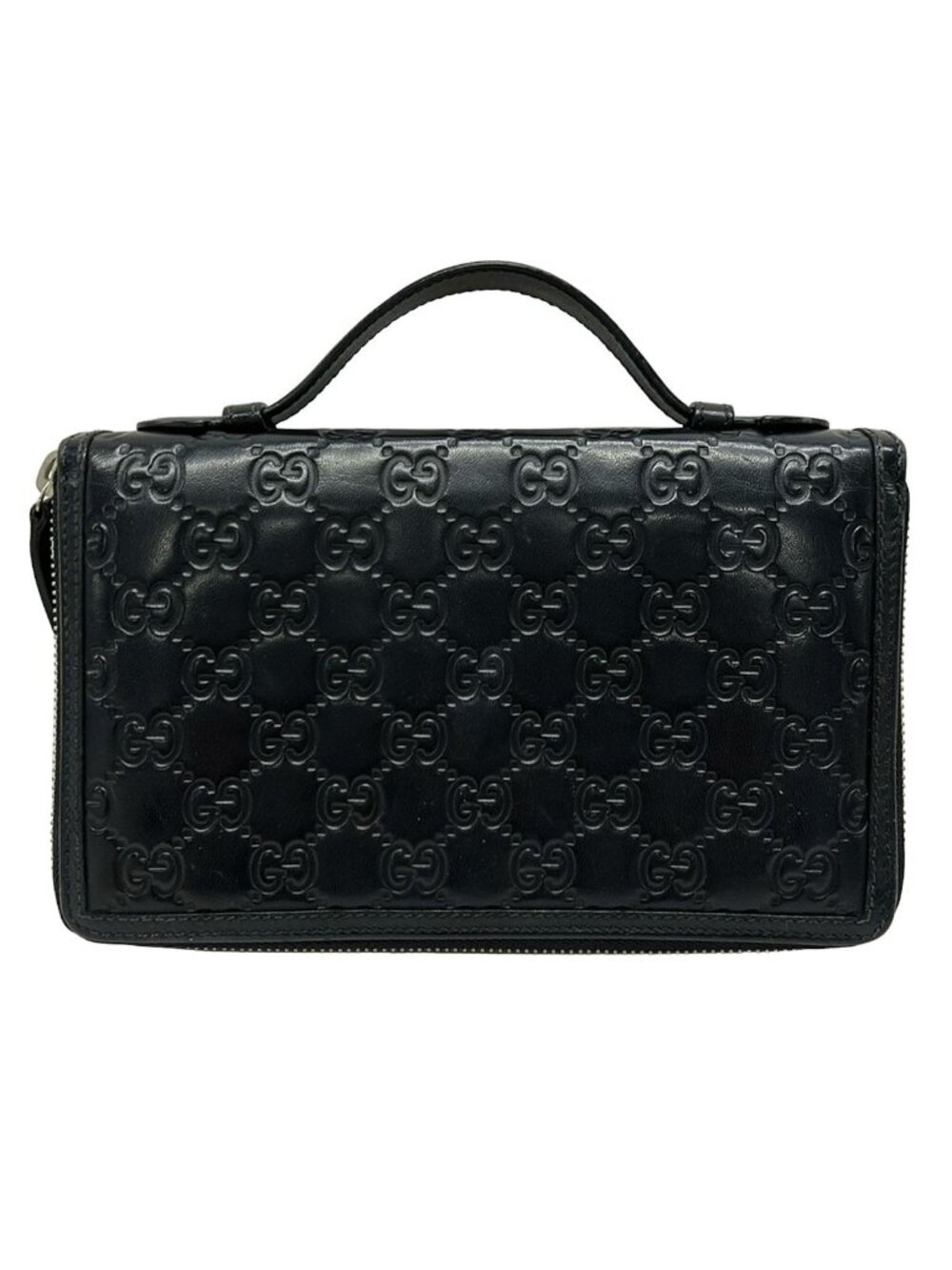 Gucci Wallet Guccissima Line Black Travel Document Case Leather